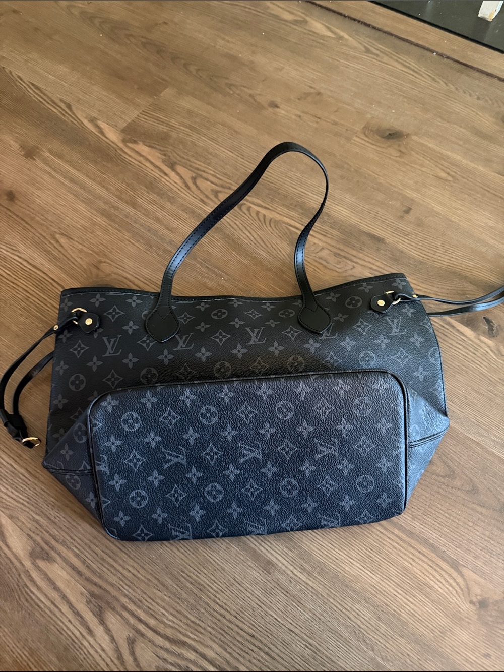 Black Monogram Canvas Tote with Matching Pouch - Picture 9 of 9